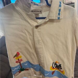 BearPaw Kids Camp Adventure Shirt - Cream and Blue